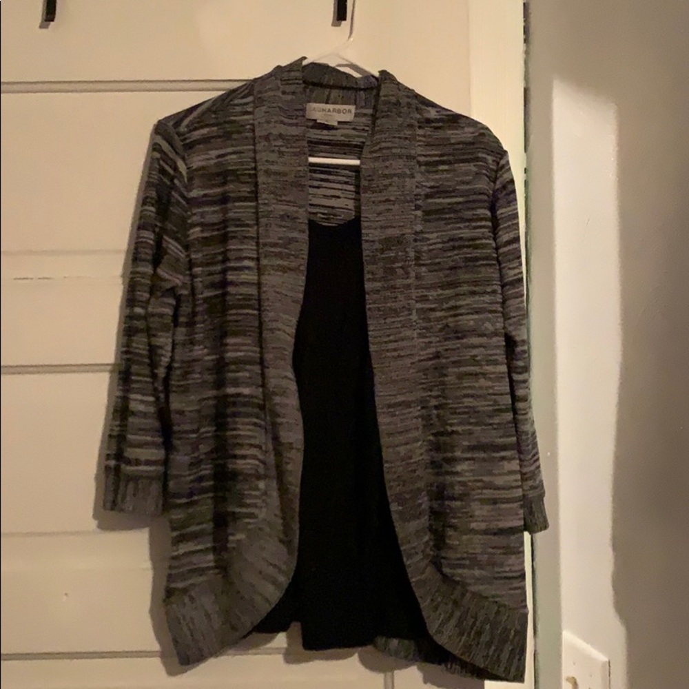 Black and white attached tee and cardigan